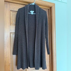 Essentials Dark Brown Ribbed Women's Cardigan